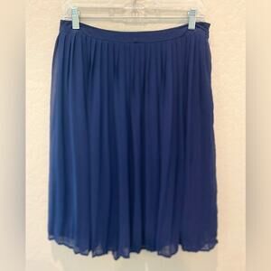MERONA | Royal Blue Pleated Full A-line Midi Skirt | 6